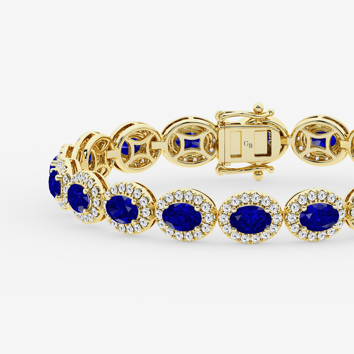 Additional Image 1 for  8 1/2 Oval Cut Created Sapphire and Round Lab Grown Diamond Bracelet - 7 Inches
